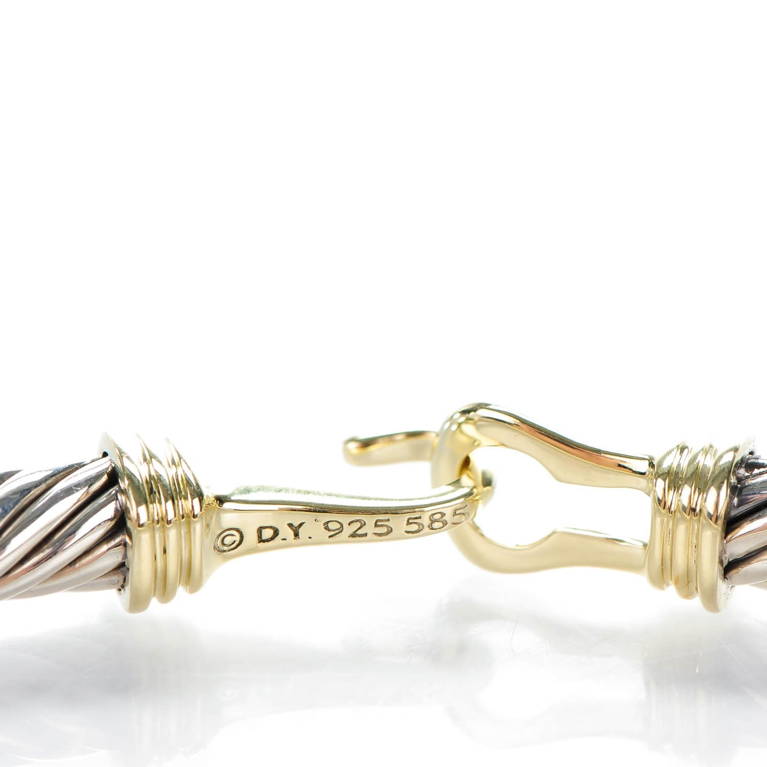 David Yurman Sterling Silver 14K Yellow Gold 5mm Cable Classic Buckle Bracelet 4 of 5