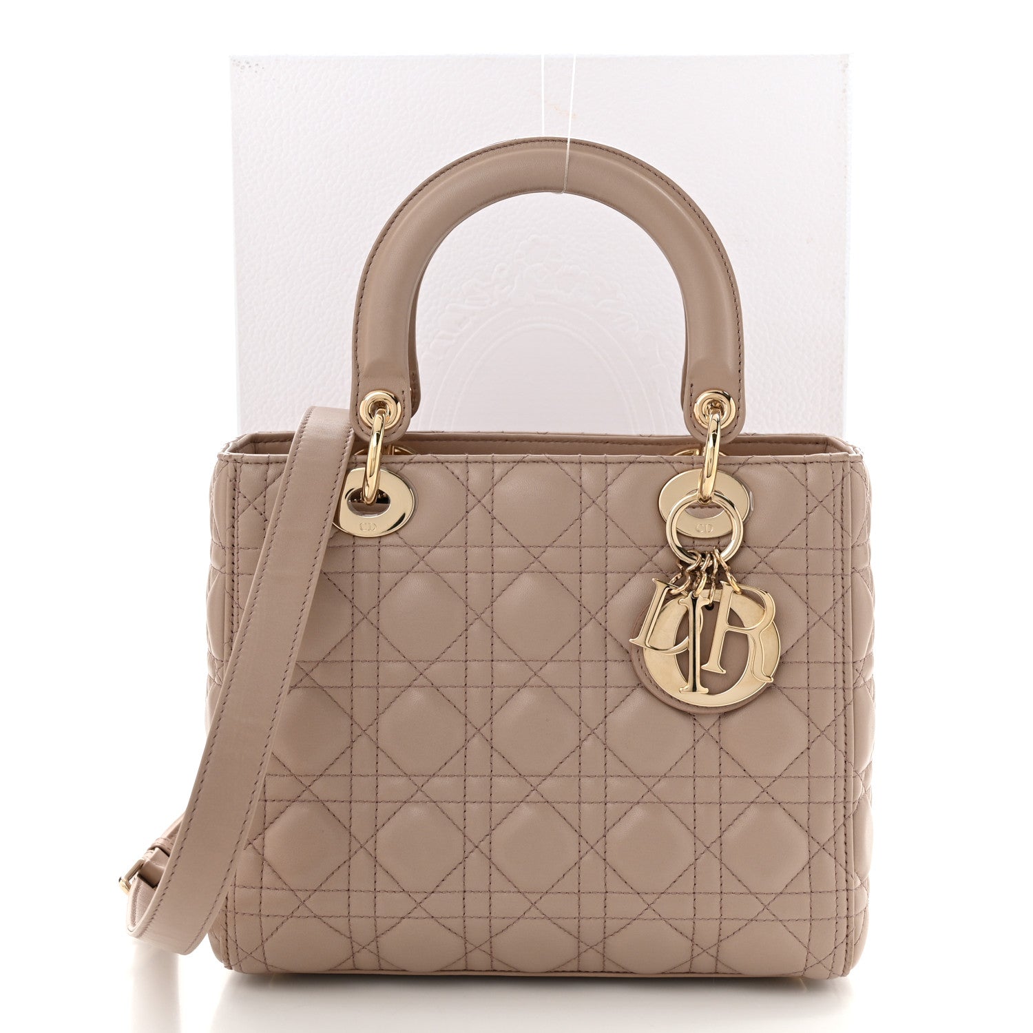 Christian Dior Lambskin Cannage Medium Lady Dior Beige 11 of 11