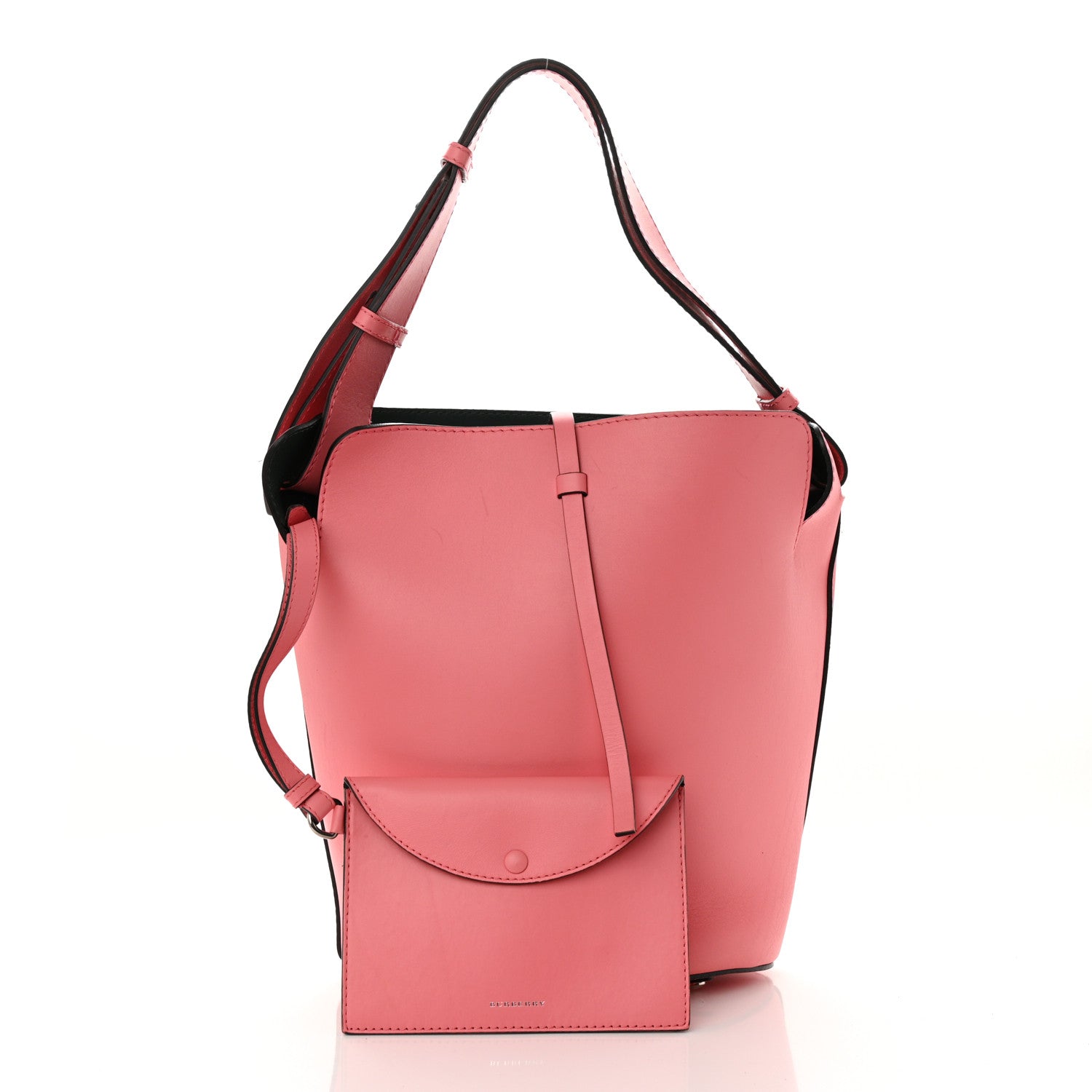 Burberry Supple Calfskin Medium Bucket Coral Pink 2 of 17