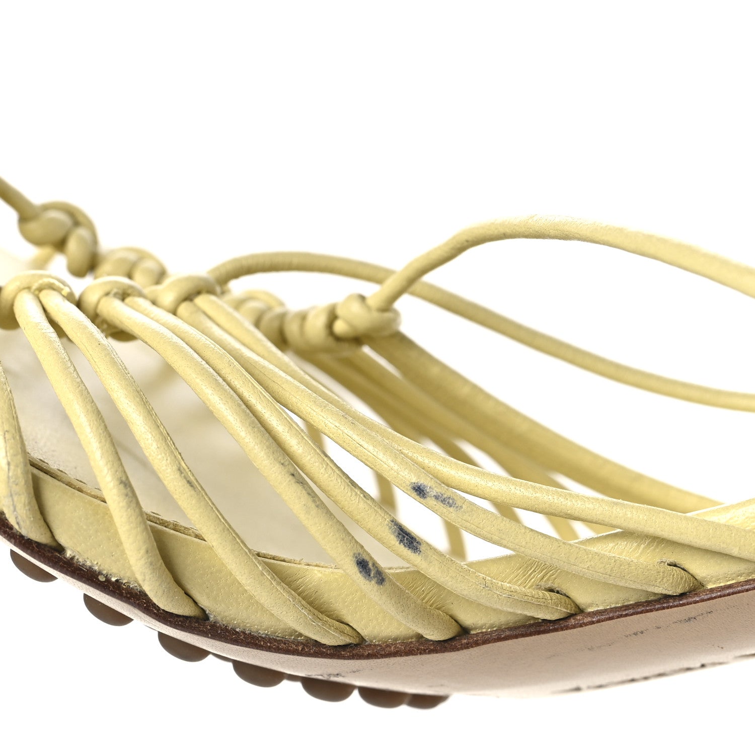 Bottega Veneta Nappa Dot Ankle Tie Sandals 39.5 Moon Beam 9 of 12