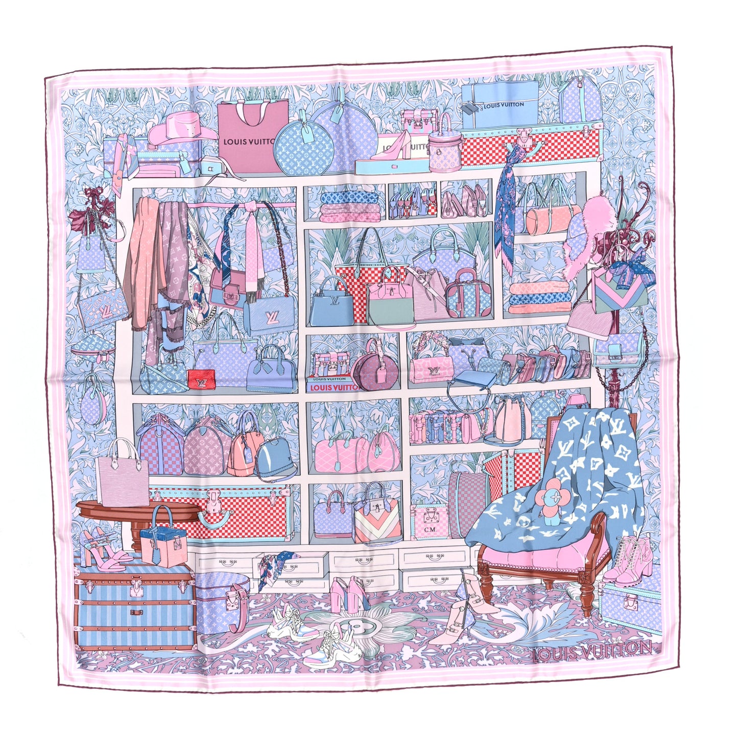 Silk Prive Square Scarf Pink Multicolor