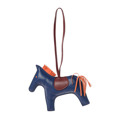 Hermes Milo Lambskin Grigri Rodeo Horse Bag Charm GM Bleu de Malte Rouge H Orange Poppy 1 of 3