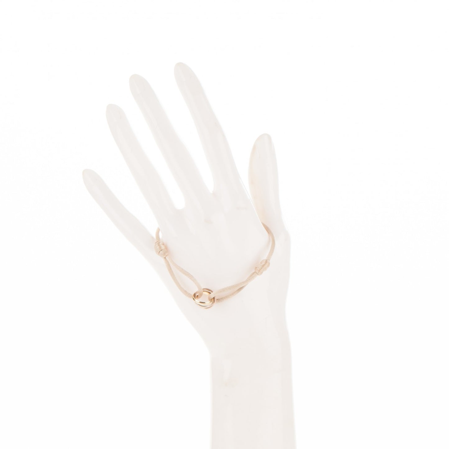 18K Pink Yellow White Gold Trinity Adjustable Cord Bracelet Beige