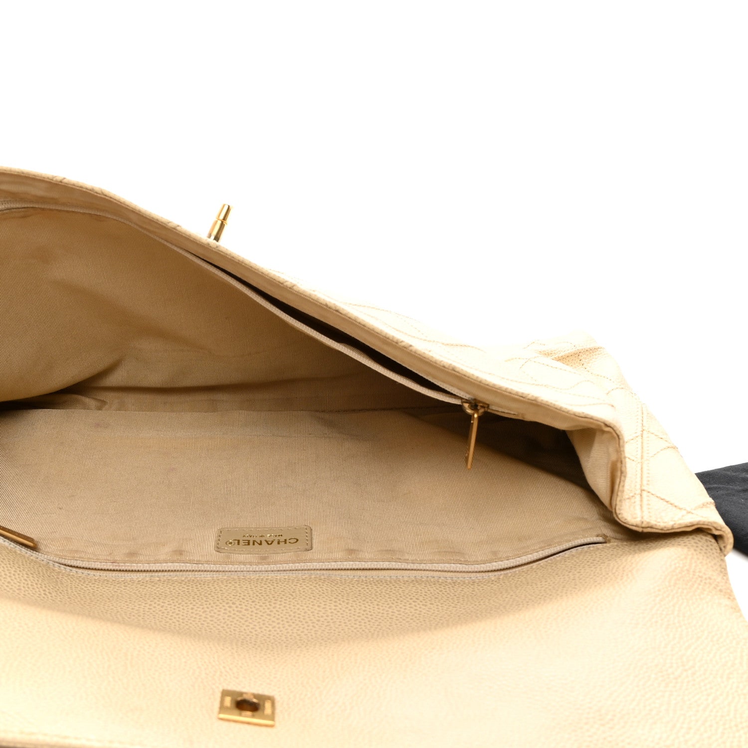 Chanel Caviar Diamond Stitch Oversized Flap Clutch Beige 5 of 8