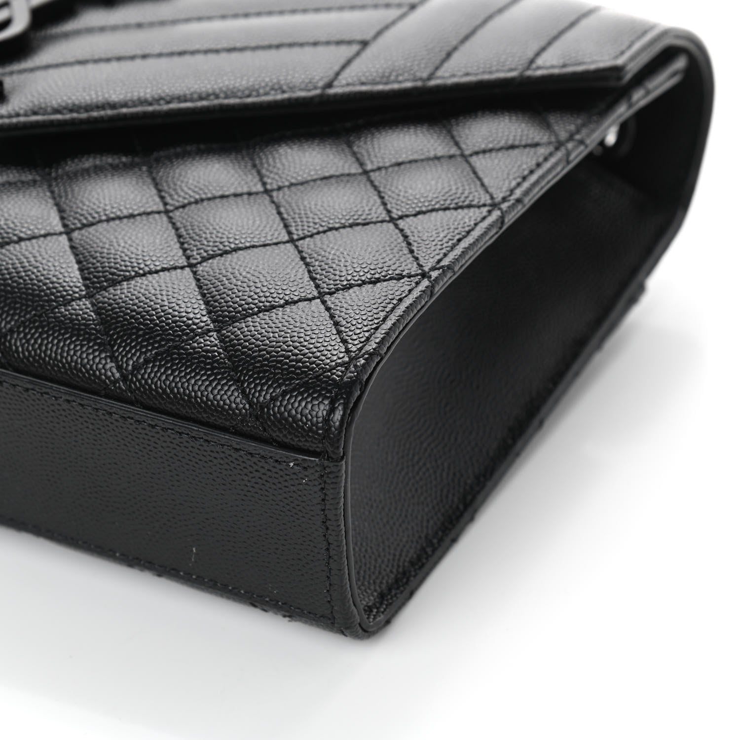 Saint Laurent Grain De Poudre Textured Mixed Matelasse Triquilt Medium Monogram Satchel Black 8 of 10