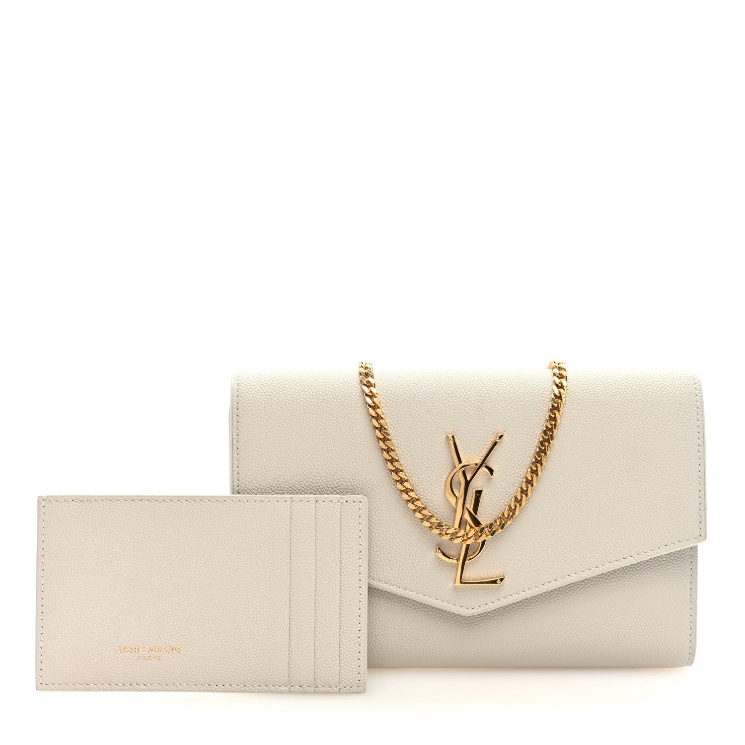 Saint Laurent Grain De Poudre Monogram Uptown Chain Wallet Crema Soft 3 of 10