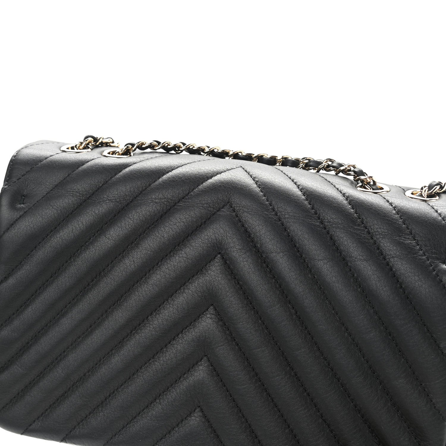 Chanel Calfskin Chevron Quilted Medium Statement Flap Black 15 of 15