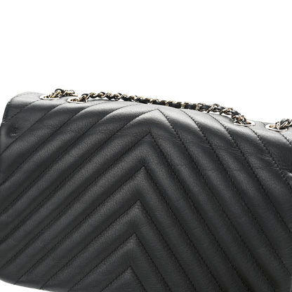 Chanel Calfskin Chevron Quilted Medium Statement Flap Black 15 of 15