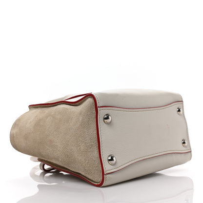 Prada Glace Calf Suede Mini Twin Pocket Tote Talco Rosso 4 of 8