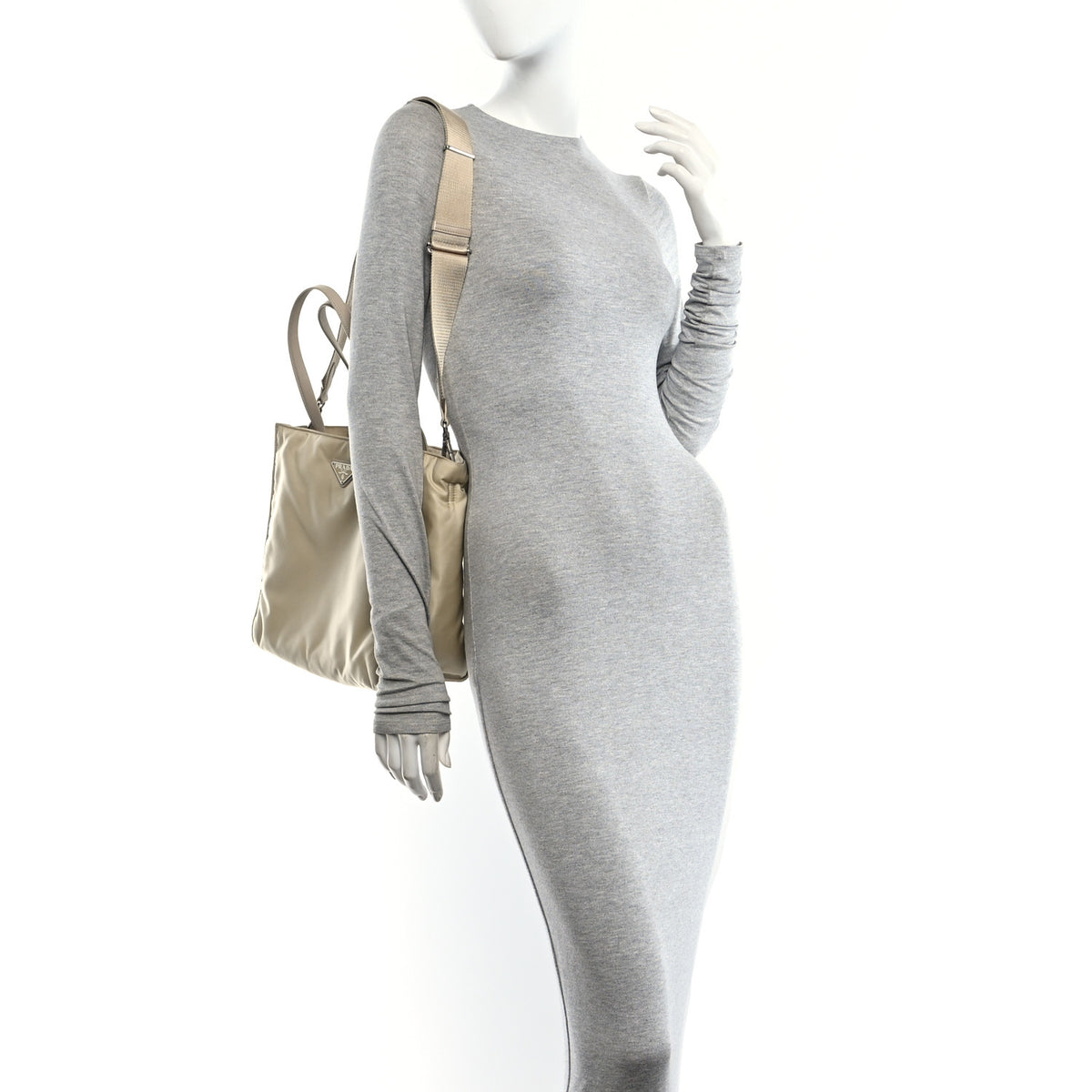 Tessuto Nylon Saffiano Tote Beige