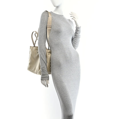 Prada Tessuto Nylon Saffiano Tote Beige 2 of 9