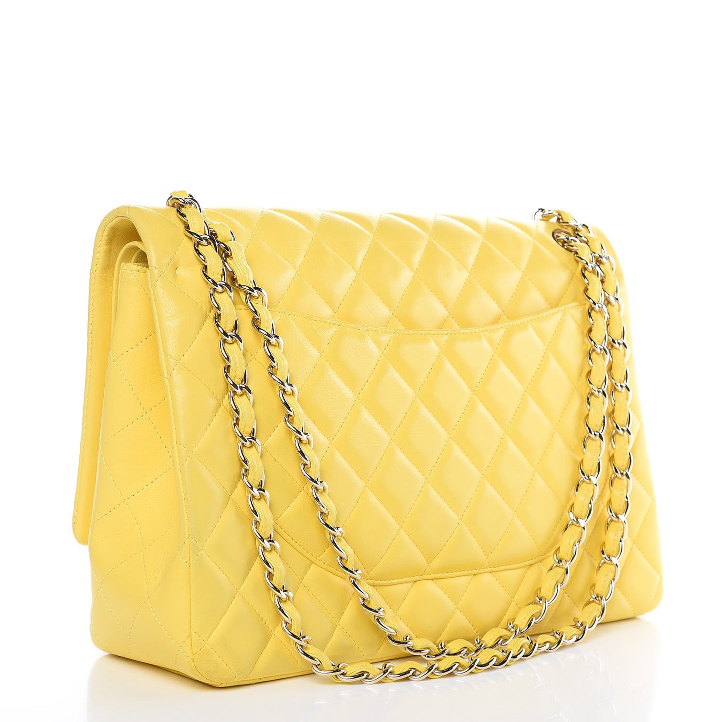 Lambskin Quilted Maxi Double Flap Yellow