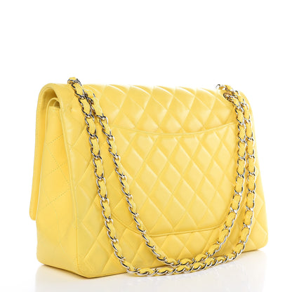 Chanel Lambskin Quilted Maxi Double Flap Yellow 3 of 12