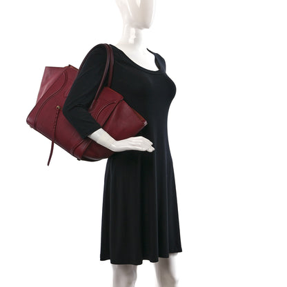 Celine Drummed Calfskin Medium Phantom Luggage Burgundy 2 of 11