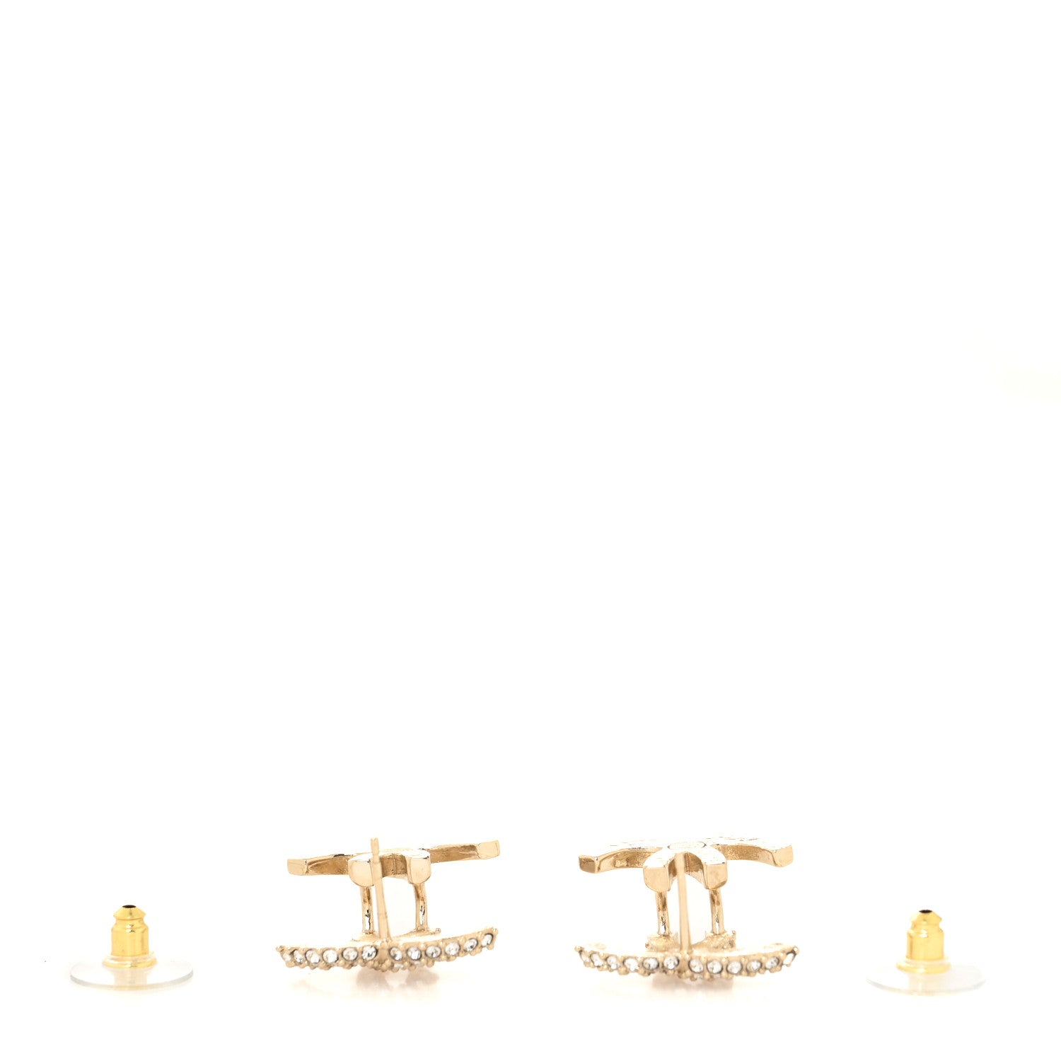 Chanel Metal Crystal Bead CC Earrings Gold 3 of 4