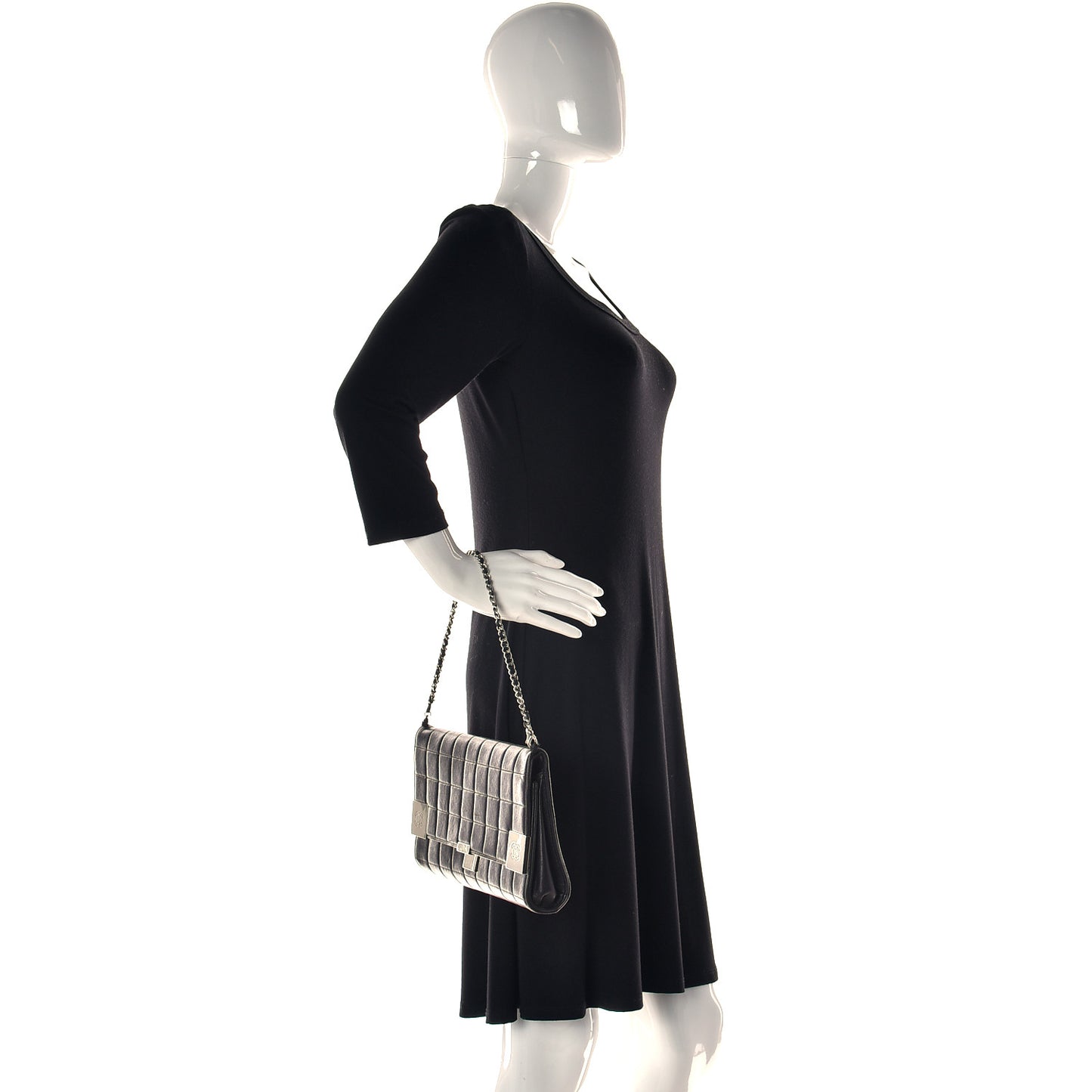 Lambskin Chocolate Bar Flap Black