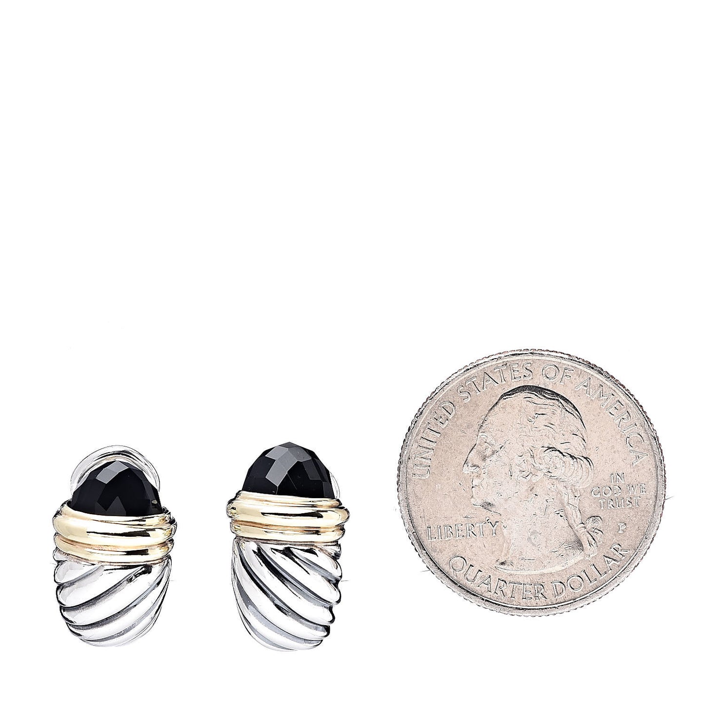 Sterling Silver 18K Yellow Gold Black Onyx Shrimp Earrings