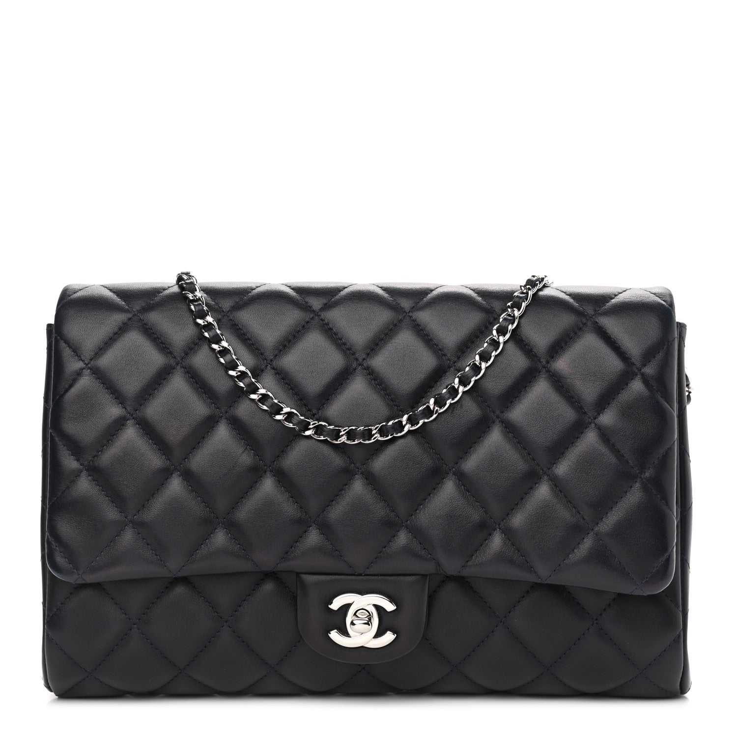 Chanel Lambskin Quilted Clutch With Chain Flap Black 1 of 10