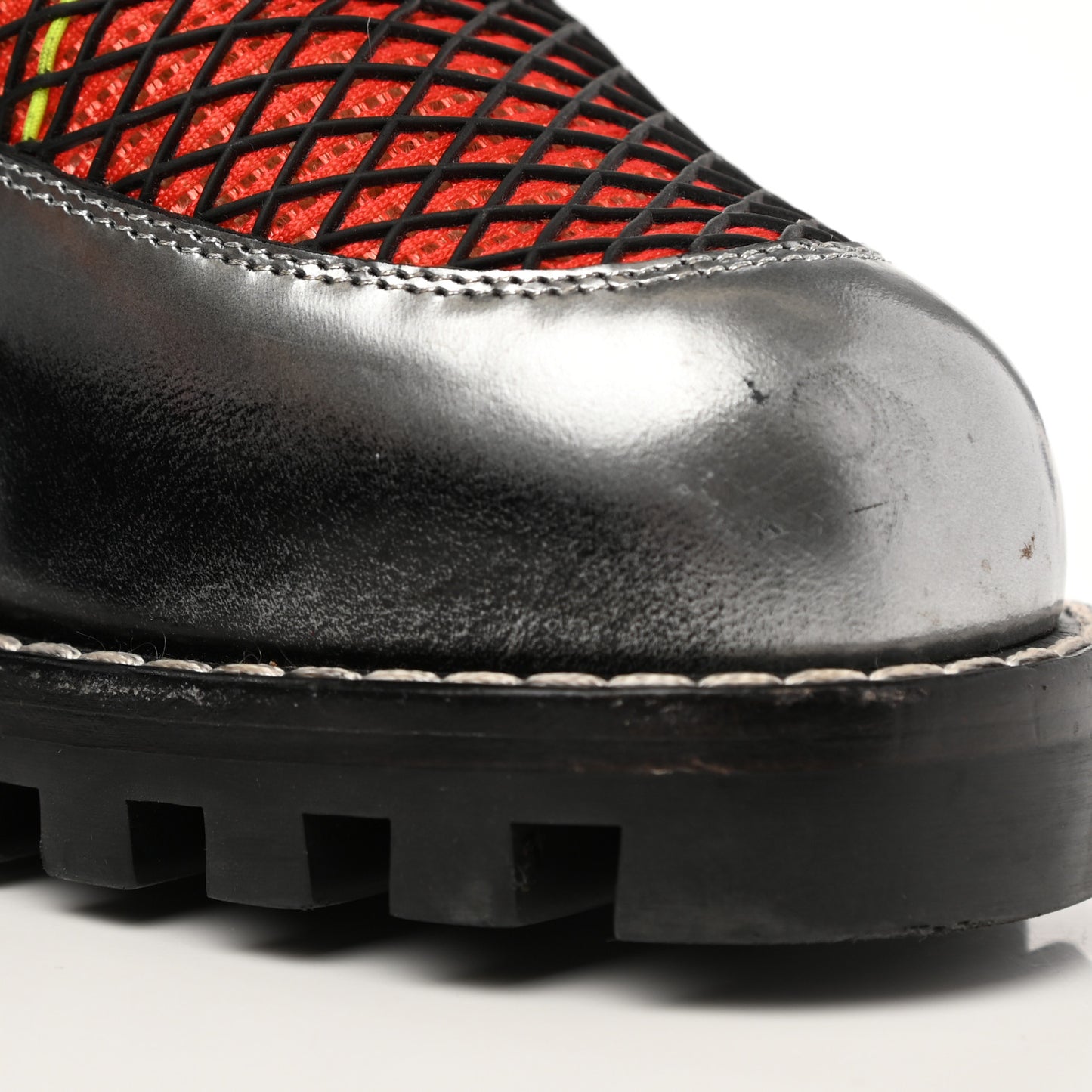 Metallic Calfskin Technical Fabric Digital Gate Ankle Boots 41 Black Red