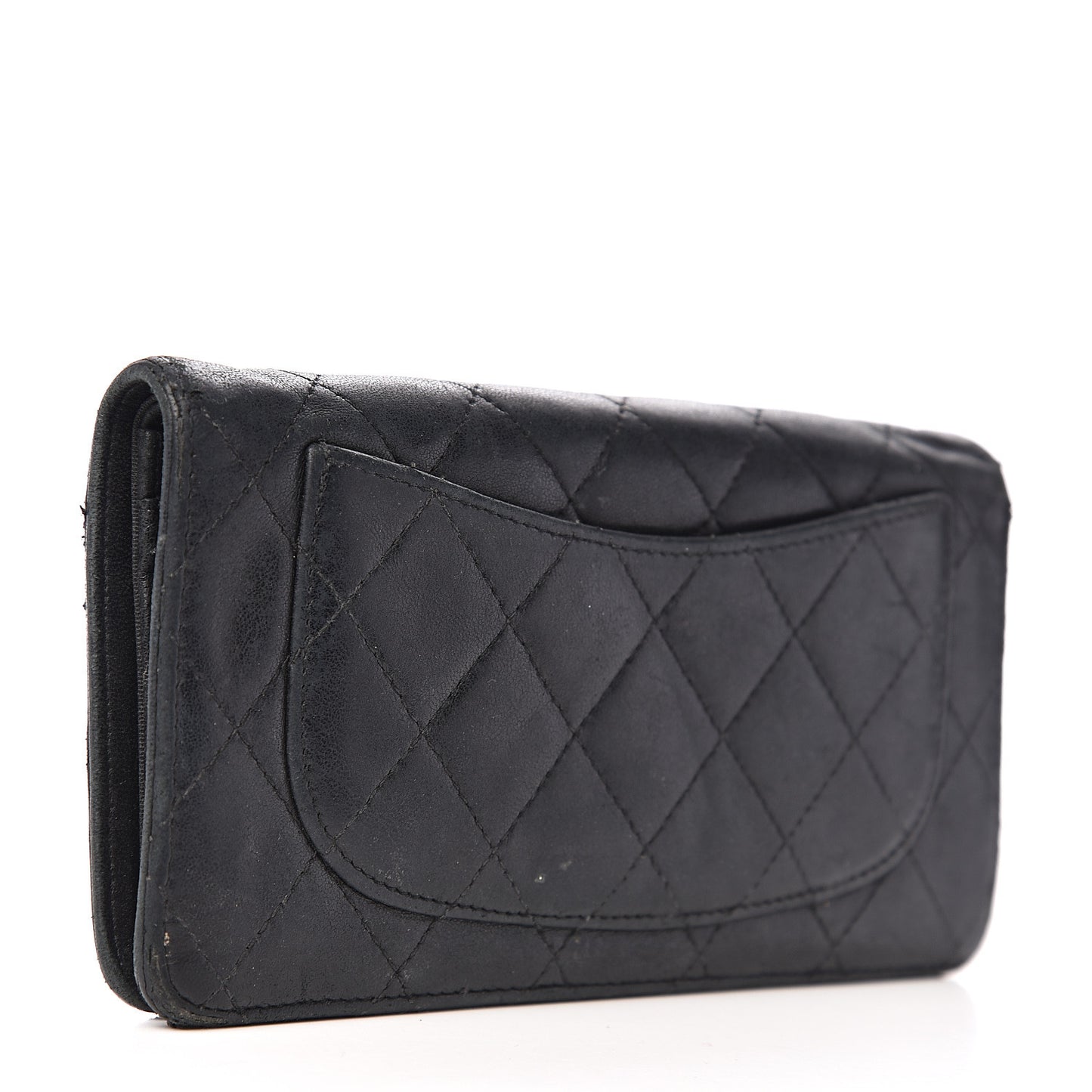 Lambskin Quilted Yen Wallet Black