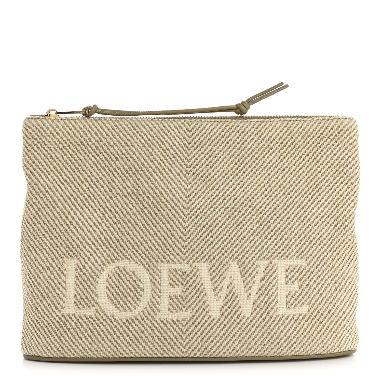 Loewe X PAULA'S IBIZA Canvas Floral Embroidered Oblong Pouch Ecru Multicolor Ecru 1 of 8