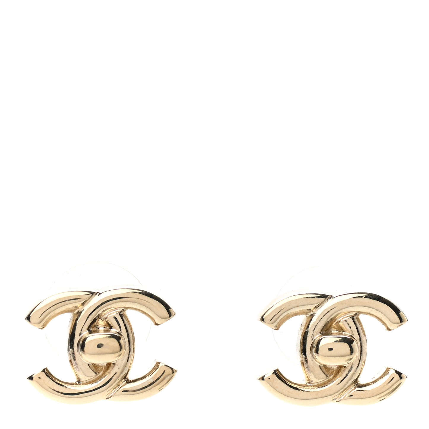 Metal CC Turnlock Earrings Gold