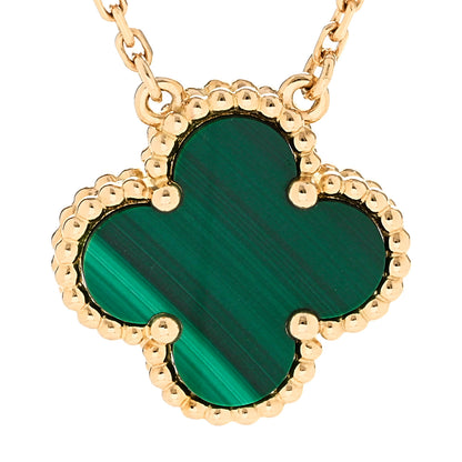 Van Cleef & Arpels 18K Yellow Gold Malachite Vintage Alhambra Pendant Necklace 8 of 9