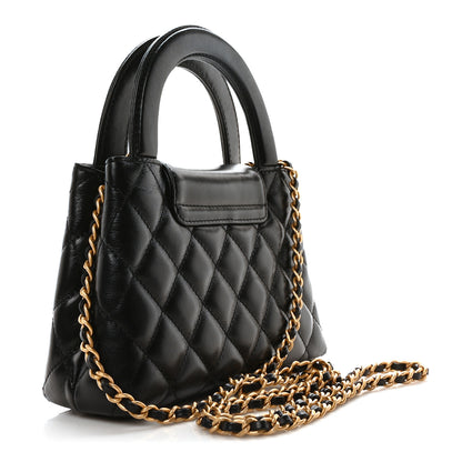 Chanel Shiny Aged Calfskin Quilted Nano Kelly Shopper Black 3 of 11