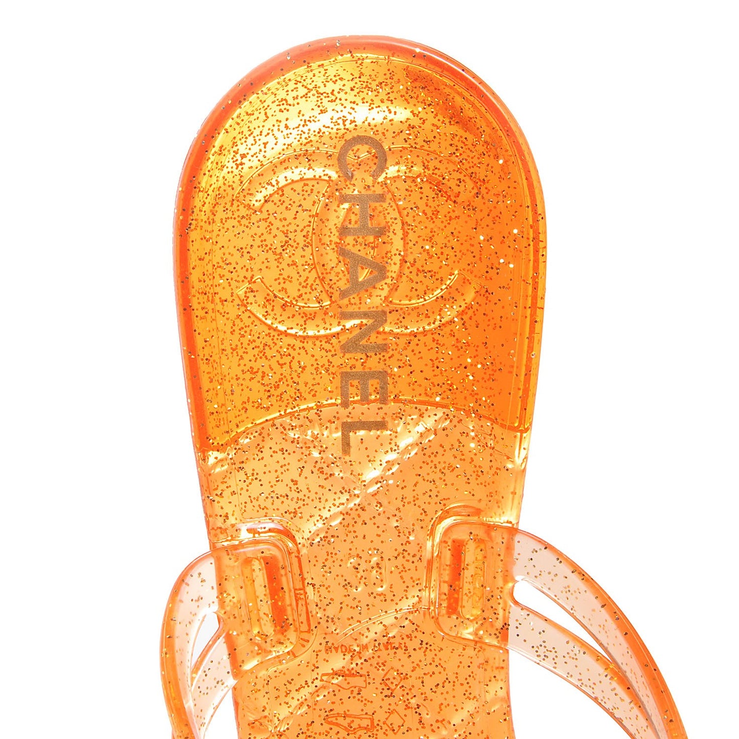 Jelly Camellia Glitter Thong Sandals 39 Orange