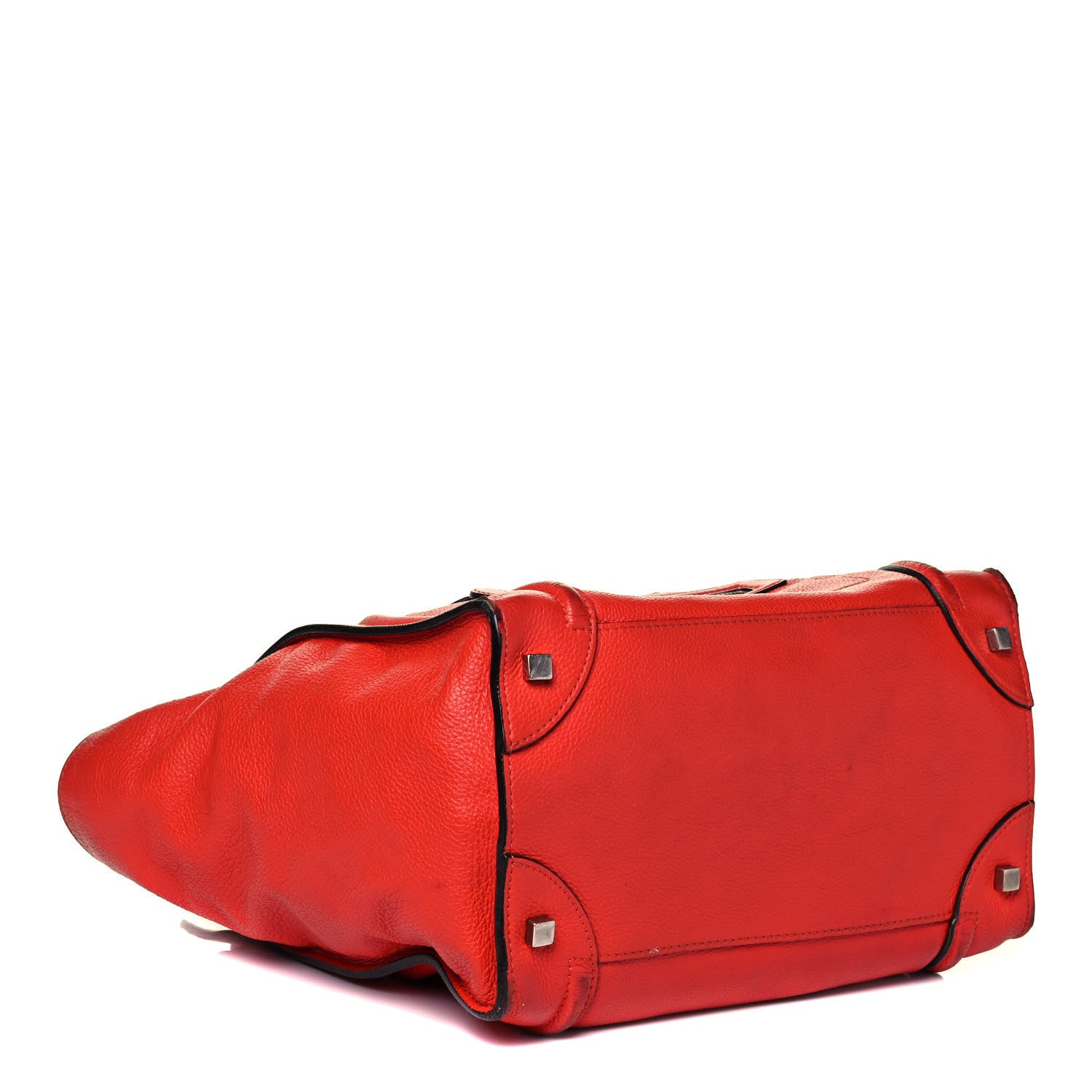 Celine Drummed Calfskin Mini Luggage Vermillion 3 of 12