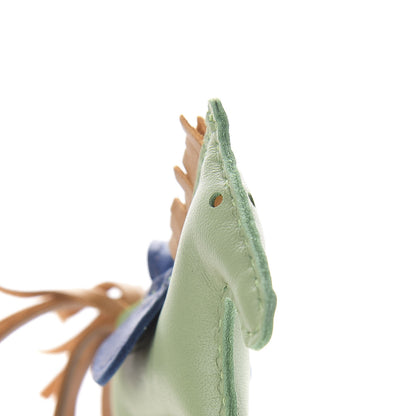 Hermes Milo Lambskin Grigri Rodeo Horse Bag Charm PM Vert Criquet Sesame Bleu de Malte 4 of 5