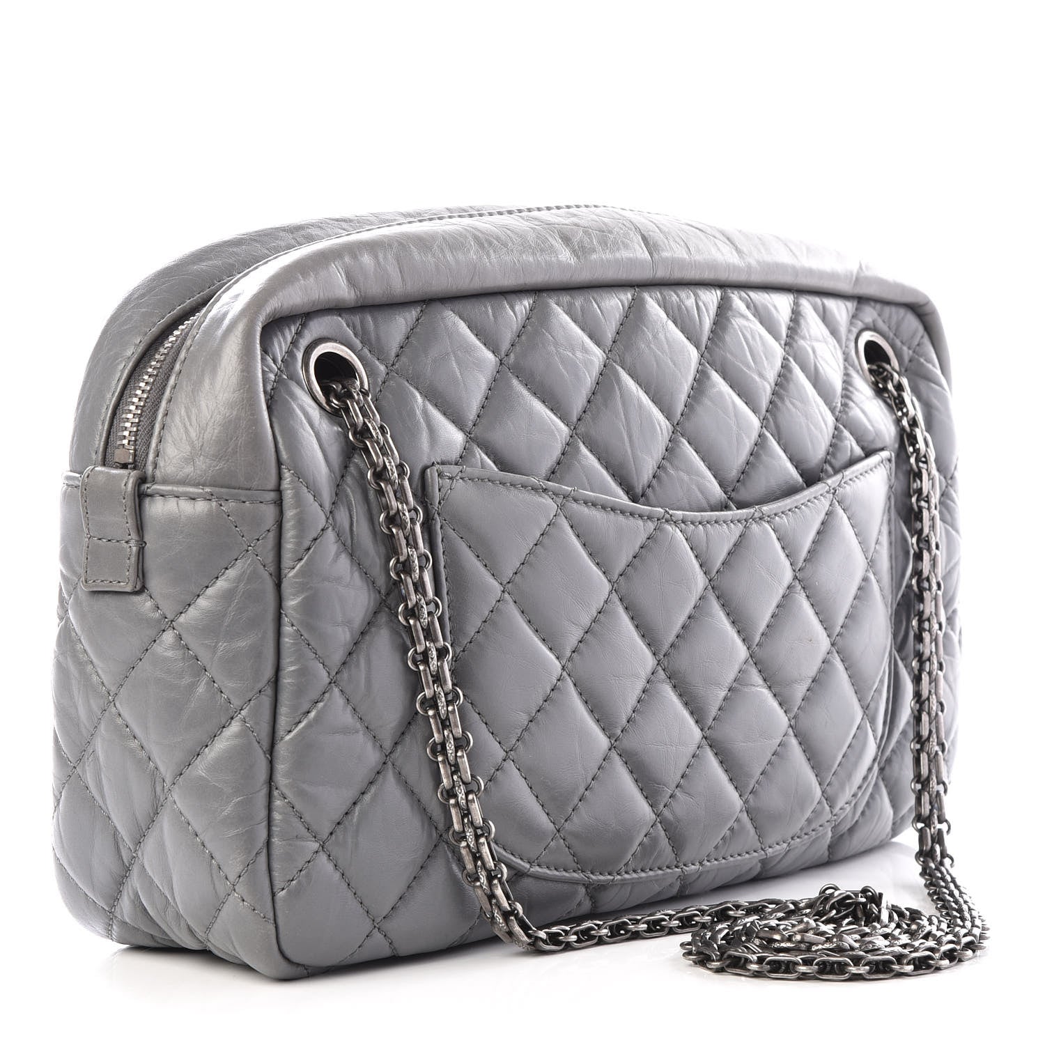 Chanel Aged Calfskin Quilted Large Reissue Camera Case Grey 2 of 9