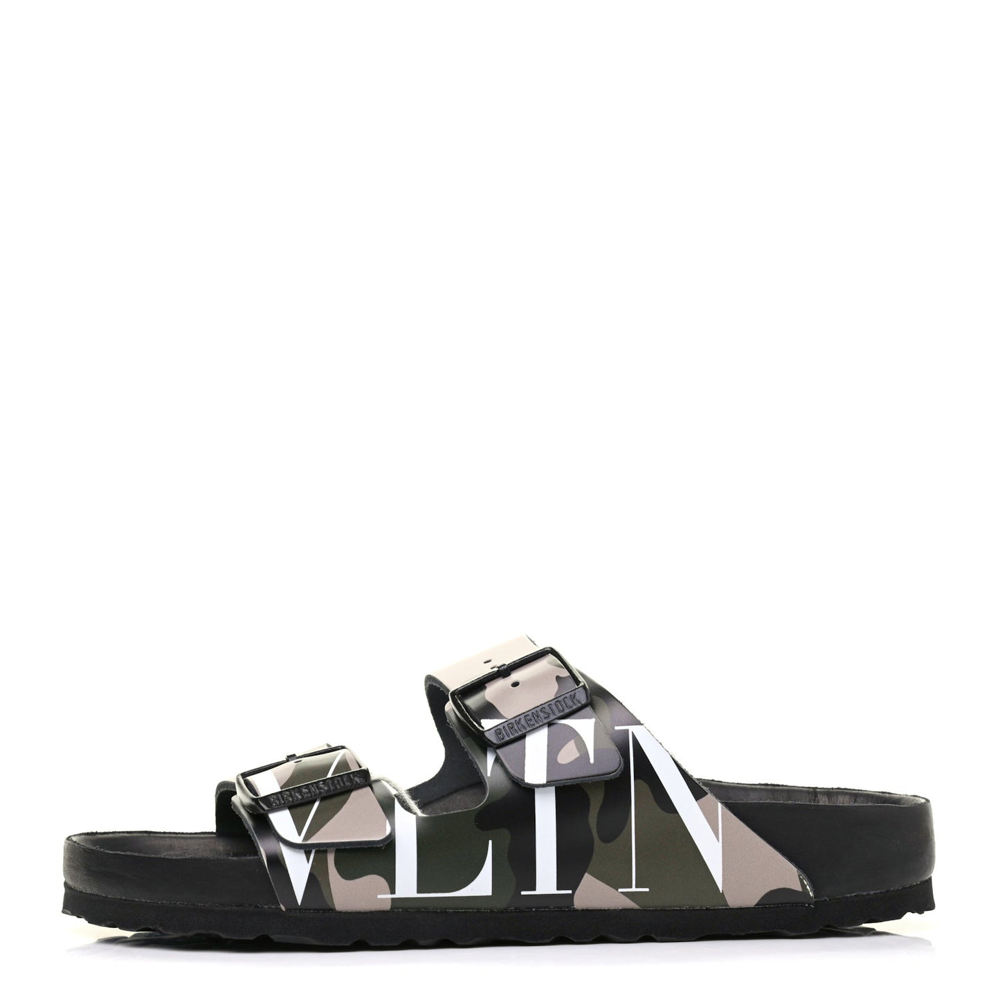 X BIRKENSTOCK Calfskin VLTN Arizona Slide Sandals 38 Army Green Poudre
