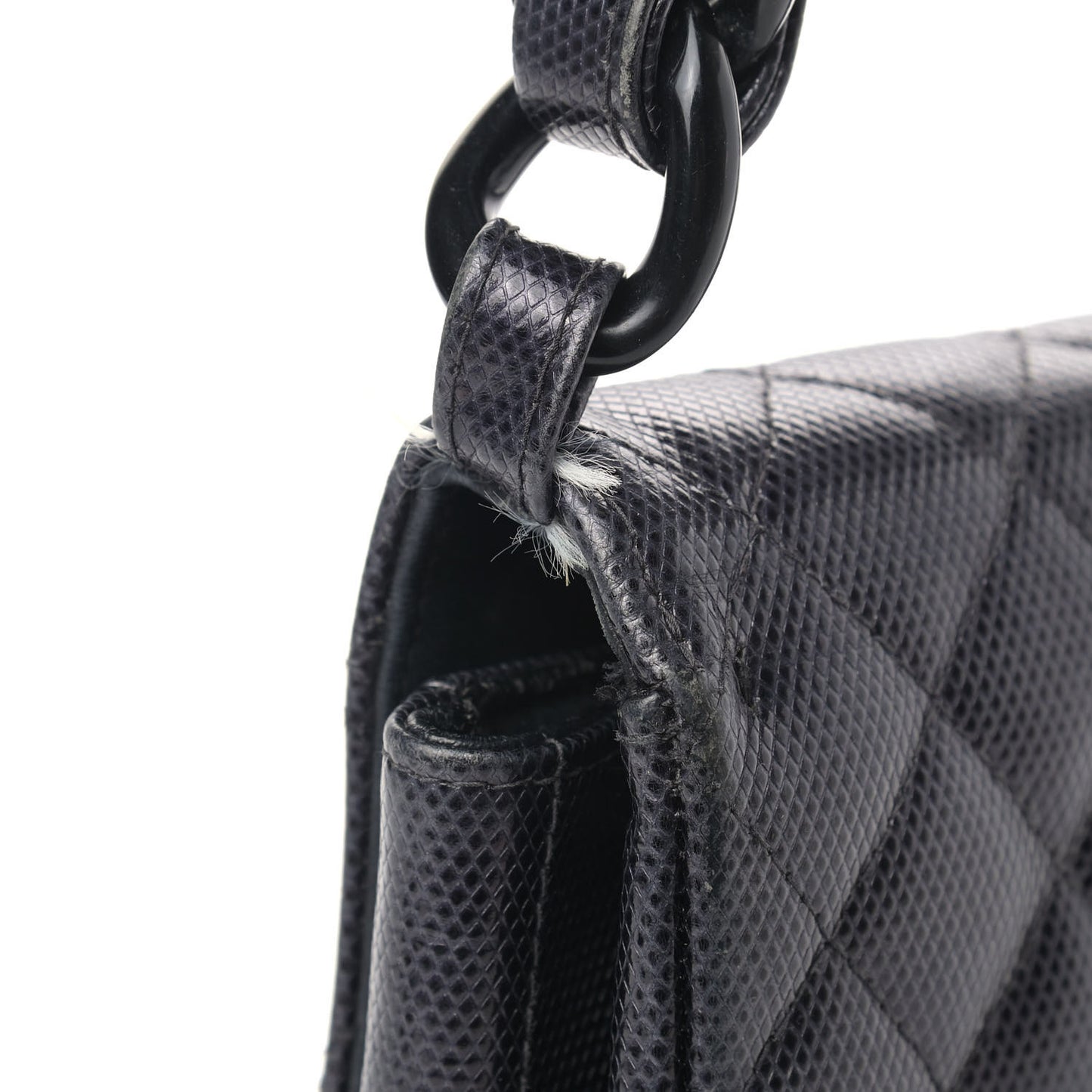 Metallic Calfskin Quilted Single Flap Black