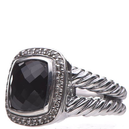 David Yurman Sterling Silver Diamond Black Onyx 11mm Albion Ring 54 7 3 of 6