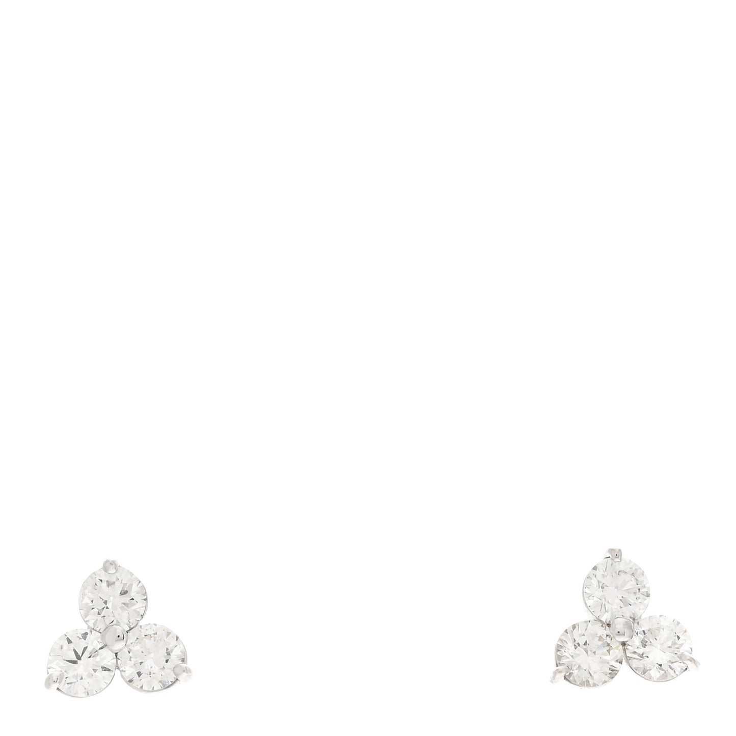 18K White Gold Diamond Medium Three Stone Cluster Earrings