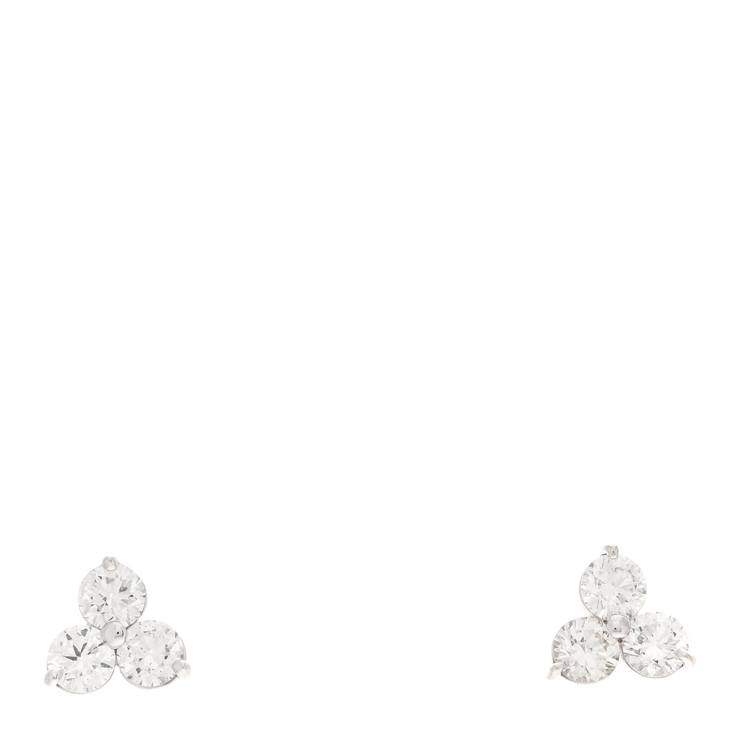 Roberto Coin 18K White Gold Diamond Medium Three Stone Cluster Earrings 1 of 5