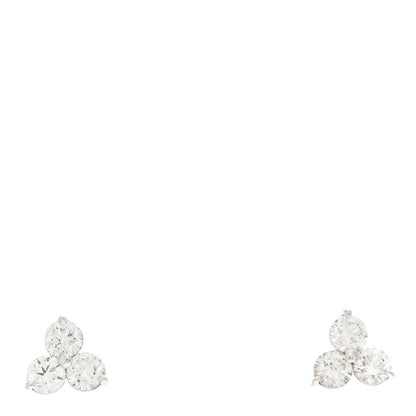 Roberto Coin 18K White Gold Diamond Medium Three Stone Cluster Earrings 1 of 5