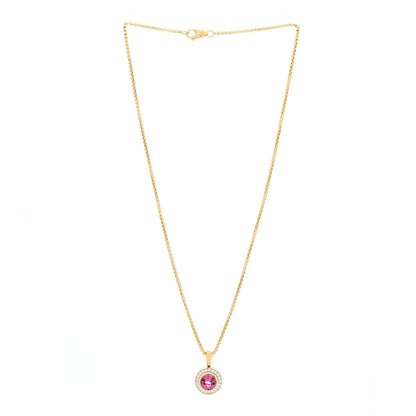 David Yurman 18K Yellow Gold Diamond Pink Tourmaline 8mm Petite Cerise Pendant Necklace 2 of 4