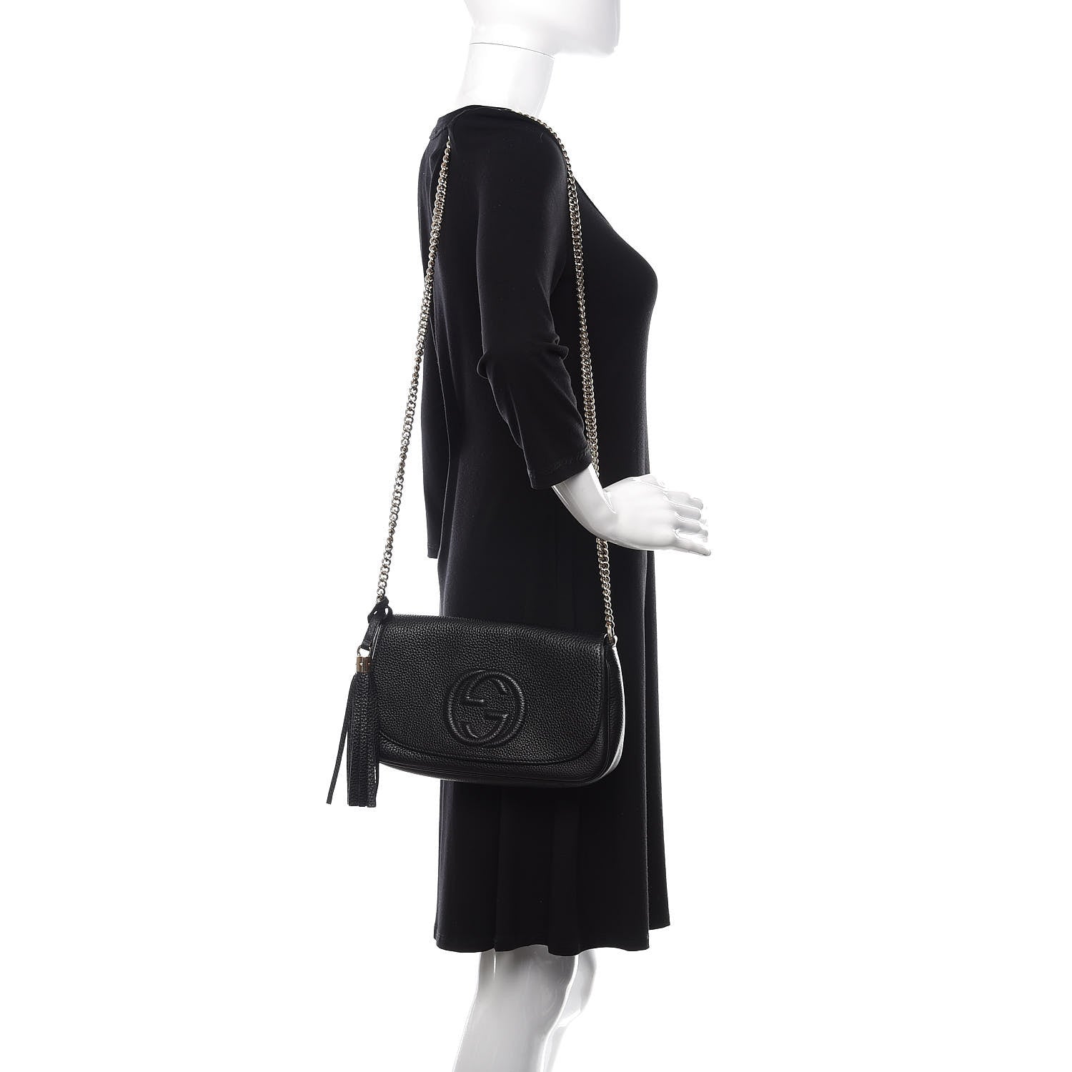 Gucci Pebbled Calfskin Medium Soho Flap Crossbody Black 2 of 10