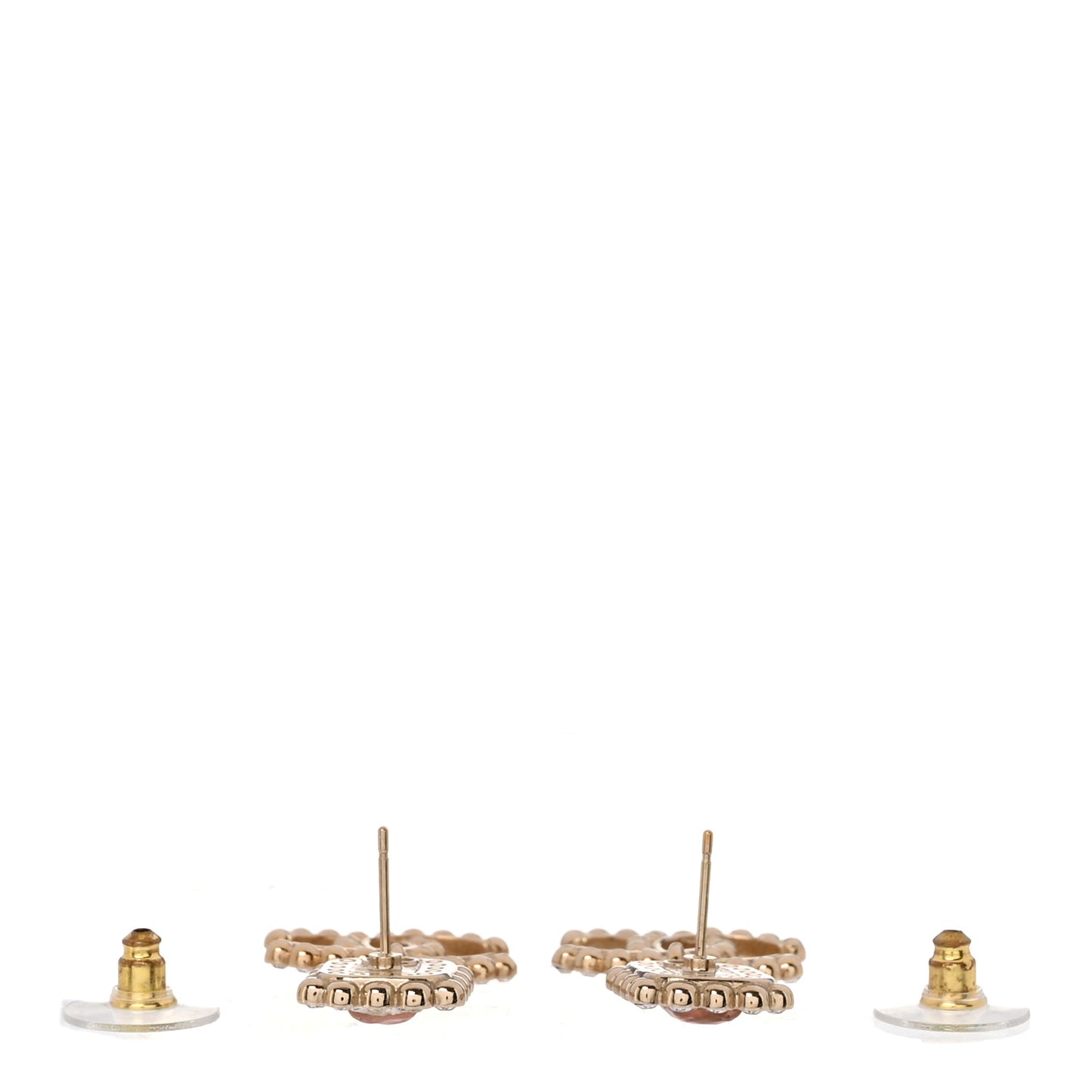Crystal Pearl CC Drop Earrings Pink Gold