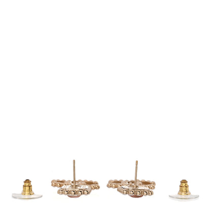Chanel Crystal Pearl CC Drop Earrings Pink Gold 3 of 5