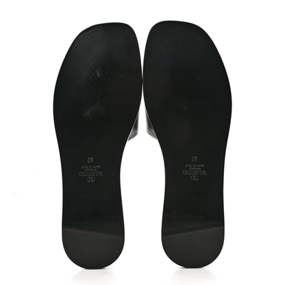 Valentino Garavani Nappa Vlogo Flat Slide Sandals 37 Black 6 of 10