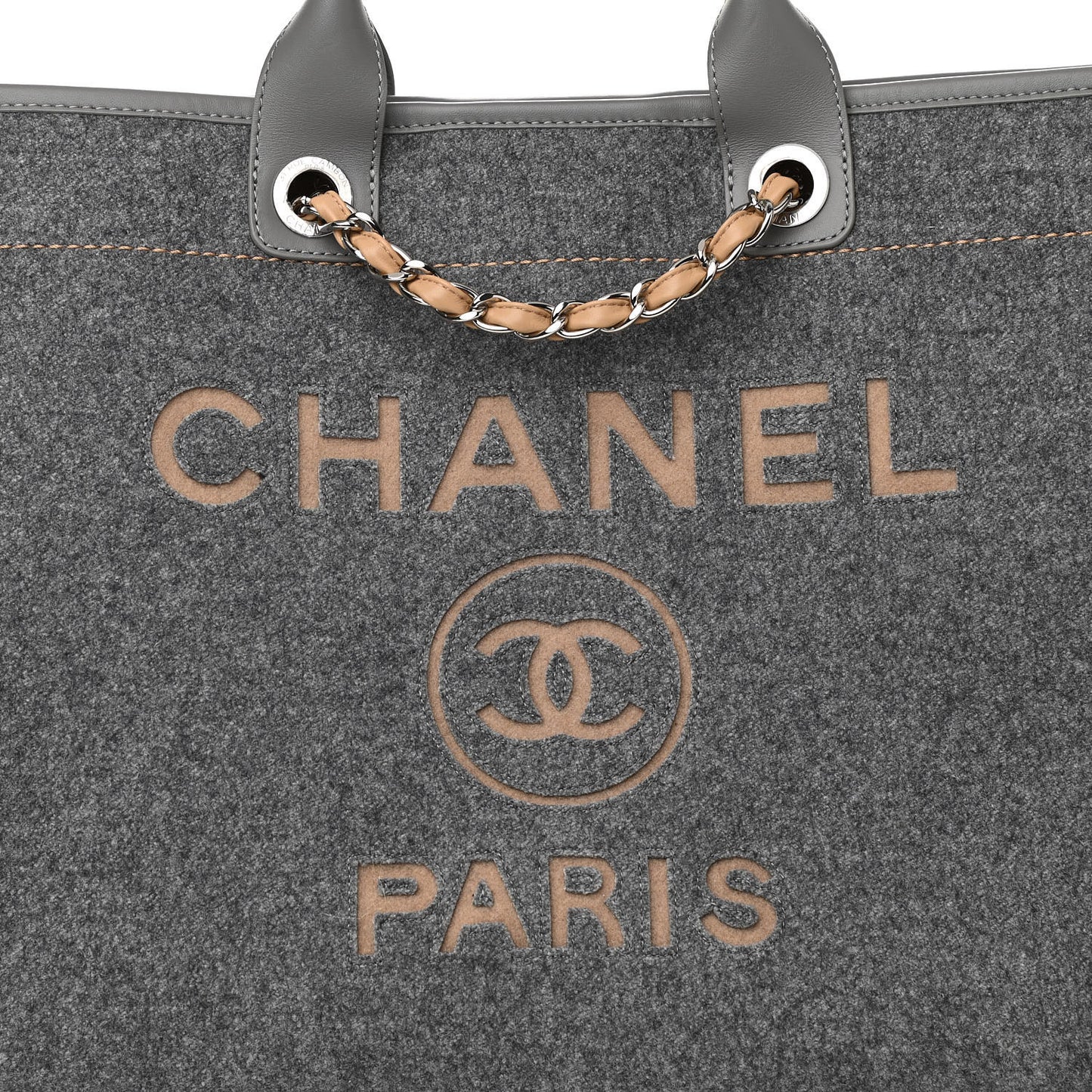 Wool Felt Large Deauville Tote Grey Beige