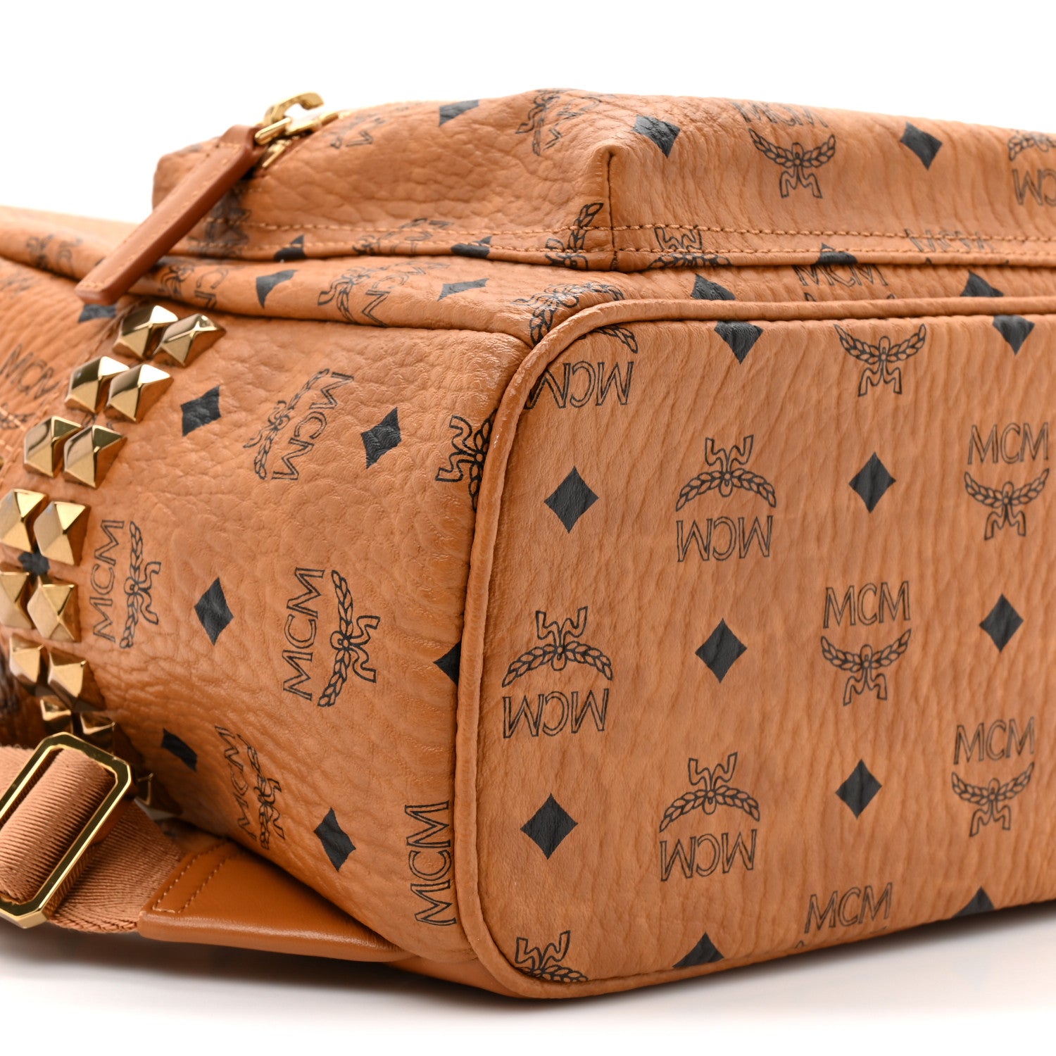 MCM Visetos Small Side Stud Stark Backpack Cognac 8 of 9