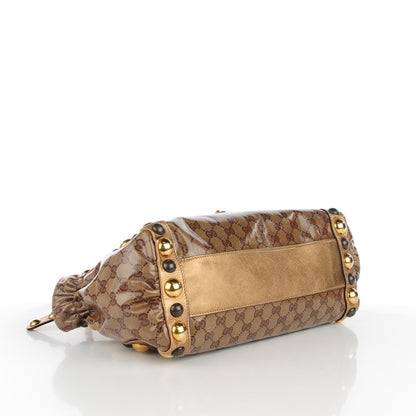 Gucci Crystal Monogram Babouska Tote Gold 4 of 7