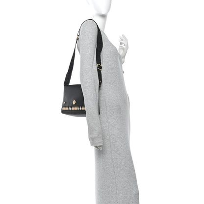 Burberry Coated Canvas Calfskin Vintage Check Medium Note Crossbody Bag Black 2 of 10
