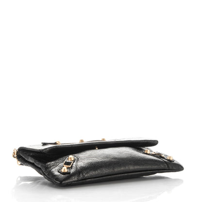 Balenciaga Agneau Giant 12 Gold Hardware Envelope Strap Clutch Black 4 of 7