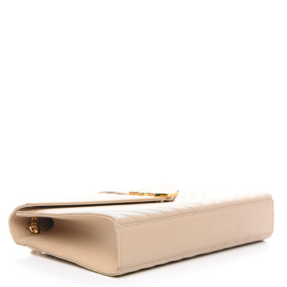 Saint Laurent Grain De Poudre Matelasse Chevron Large Monogram Satchel Nude Powder 3 of 11