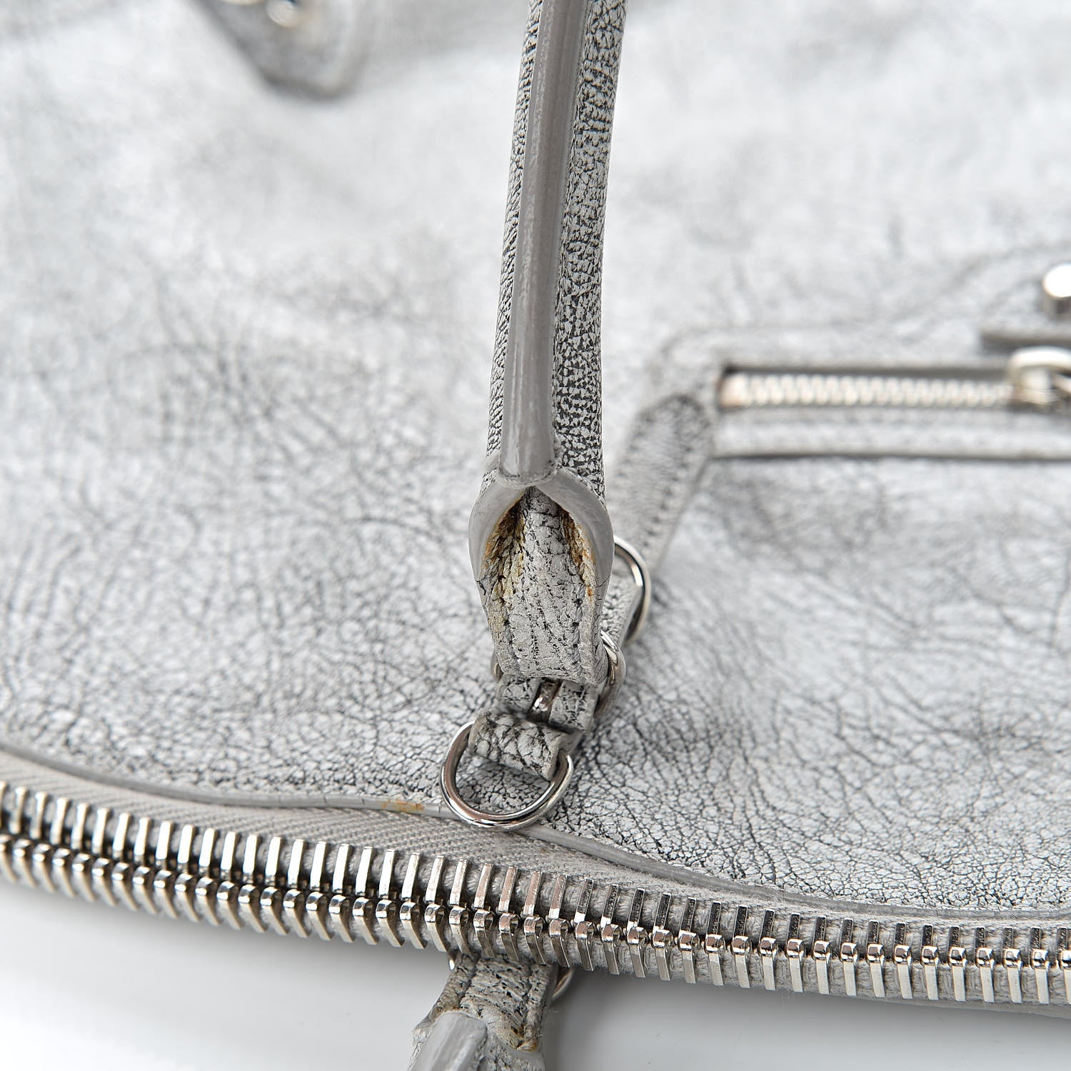 Balenciaga Agneau Classic Silver Hardware Papier Large Bowling Bag Grey 18 of 20